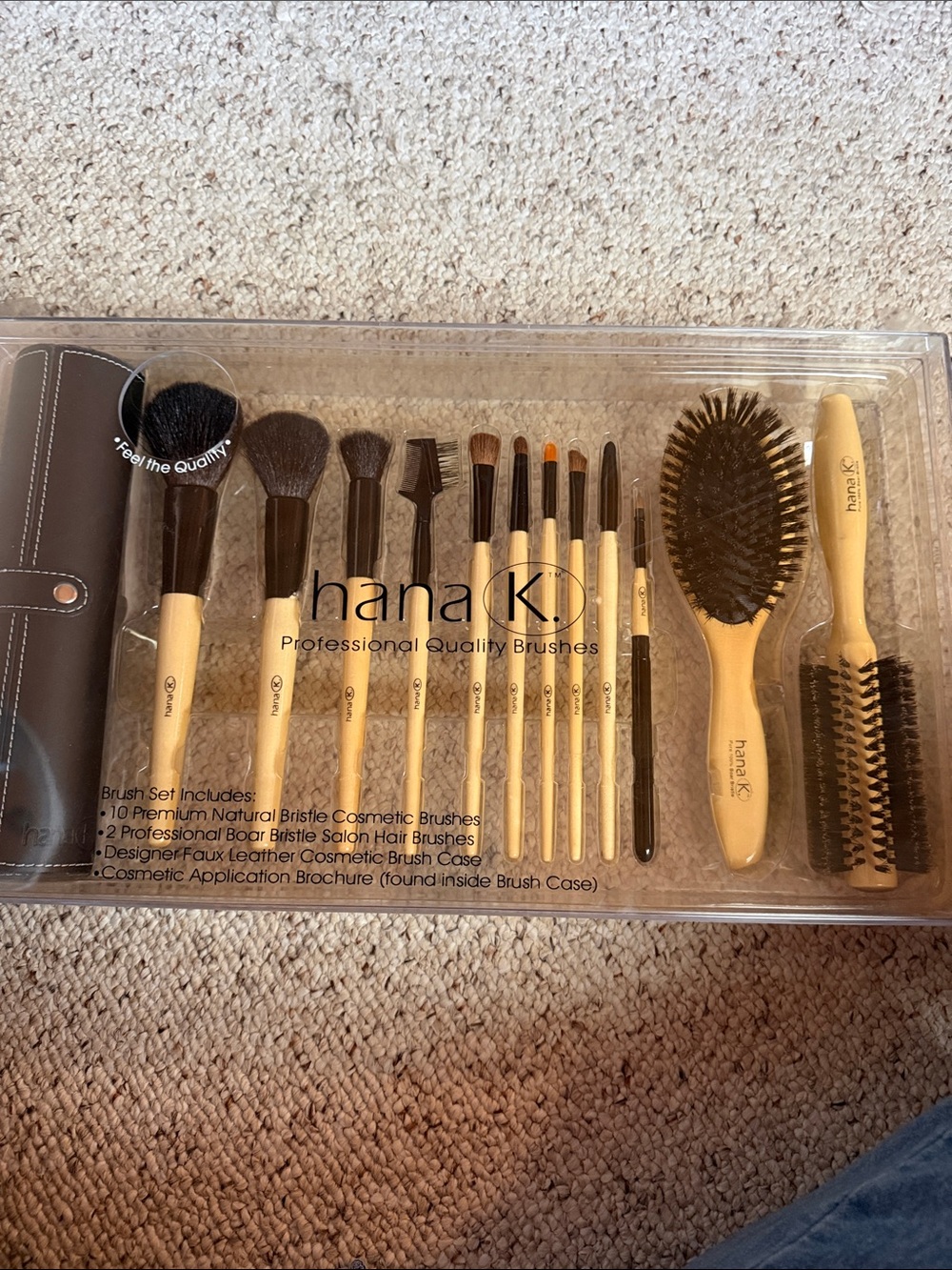 Cream Handle Skincare & Hair Brush Set - Cream